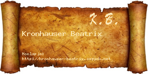 Kronhauser Beatrix névjegykártya